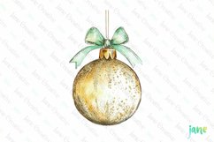 Gold And Mint Christmas Bauble Clipart Product Image 1
