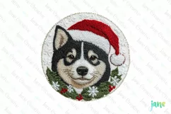 Embroidered Christmas Akita Dog Ornament Clipart Product Image 1