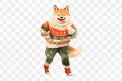 Vintage Christmas Akita Dog Sublimation Clipart Product Image 2