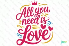All You Need Is Love SVG PNG Product Image 1