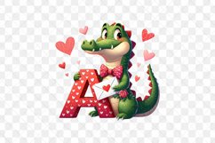 Valentine's Day Alligator Letter A Clipart Product Image 2