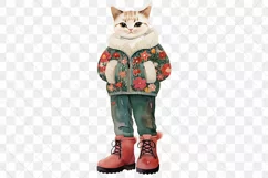 Vintage Christmas American Shorthair Cat Clipart Product Image 2