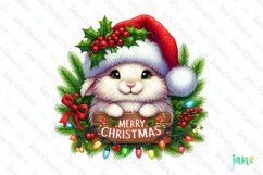 Rabbit Animals Holding Merry Christmas Sign Product Image 1