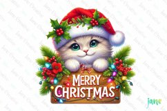 Cat Animals Holding Merry Christmas Sign Product Image 1