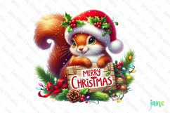 Squirrel Animals Holding Merry Christmas Sign Product Image 1
