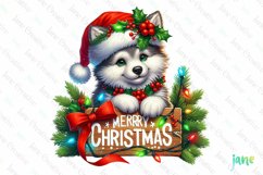 Wolf Animals Holding Merry Christmas Sign Product Image 1