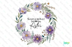 September - Watercolor Aster Birth Month Flower Clipart Product Image 1