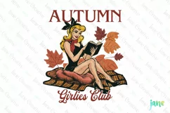 Vintage Fall Autumn Girlies Club Clipart Product Image 1