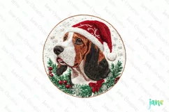 Embroidered Christmas Basset Hound Dog Ornament Clipart Product Image 1