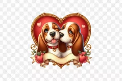 Basset Hound Dog Couple Heart Shape Frame Clipart Product Image 3