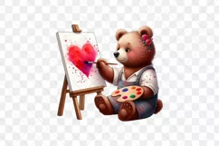 Valentine's Day Love Bear Painting A Heart Clipart Product Image 2