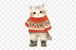 Vintage Christmas British Shorthair Cat Clipart Product Image 2