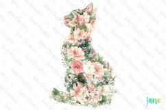 Spring Floral Cat Clipart Product Image 1