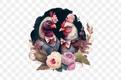 Chicken Couple Watercolor Sublimation Clipart Product Image 3