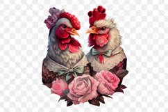 Chicken Couple Watercolor Sublimation Clipart Product Image 4