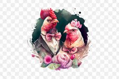 Chicken Couple Watercolor Sublimation Clipart Product Image 5