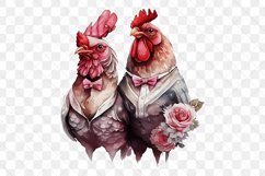Chicken Couple Watercolor Sublimation Clipart Product Image 8