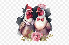 Chicken Couple Watercolor Sublimation Clipart Product Image 2