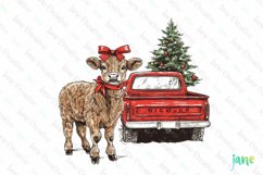 Cow Christmas Farm Sublimation Clipart Product Image 1