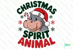Christmas Spirit Animal Hippo Quotes Sublimation Product Image 1