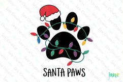 Santa Paws Christmas Paws Sublimation Clipart Product Image 1