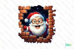 Santa 3D Broken Wall Christmas Sublimation Product Image 1