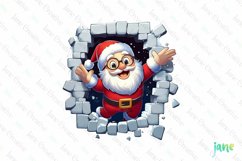 Santa 3D Broken Wall Christmas Sublimation Product Image 1