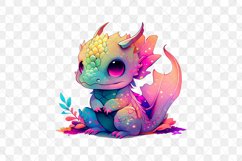 Baby Colorful Dragon Watercolor Sublimation Clipart Product Image 3