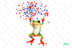 Cute Frog with Flag American Clipart Product Image 1
