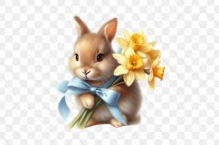 Rabbits And Daffodils Bloom Clipart Product Image 2