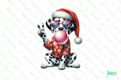 Groovy Christmas Dalmatian Dog And Bubblegum Clipart Product Image 1