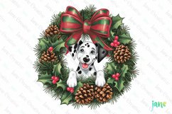 Dalmatian Puppy Christmas Wreath Clipart Product Image 1