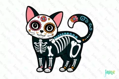 Abyssinian Day of The Dead Cat Sublimation Clipart Product Image 1