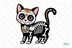 Bengal Day of The Dead Cat Sublimation Clipart Product Image 1
