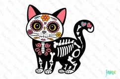 Maine Coon Day of The Dead Cat Sublimation Clipart Product Image 1