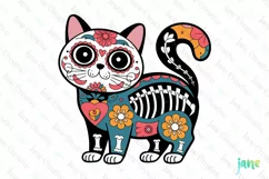 Persian Day of The Dead Cat Sublimation Clipart Product Image 1