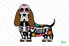 Basset Hound Day Of The Dead Dog Sublimation Clipart Product Image 1