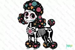 Poodle Day Of The Dead Dog Sublimation Clipart Product Image 1