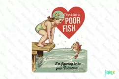 Don't Be A Poor Fish Vintage Valentine PNG Product Image 1