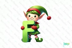 Christmas Doodle Letters ELF Clutching F Clipart Product Image 1