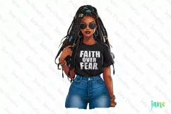 Black Girl Faith Over Fear Sublimation Clipart Product Image 1