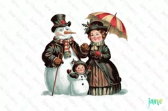 Family Snowman Good Old Christmas Clipart Product Image 1