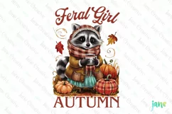 Vintage Fall Feral Girl Autumn Clipart Product Image 1