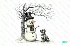 Christmas Snowman with French Bulldog Sublimation Product Image 1
