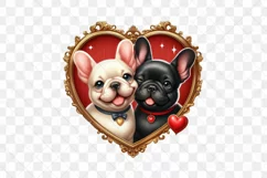 French Bulldog Couple Heart Shape Frame Clipart Product Image 3