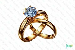 Gold Wedding Bands Sublimation Clipart Product Image 1