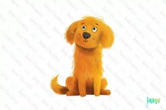 Funny Children's Golden Retriever Dog Book Clipart Product Image 1