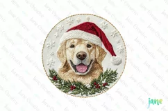 Embroidered Christmas Golden Retriever Dog Ornament Clipart Product Image 1