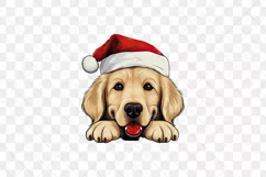 Christmas Peeking Golden Retriever Dog Clipart Product Image 2