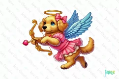 Golden Retriever Dogs Cupid Valentine’s Day Sublimation Product Image 1